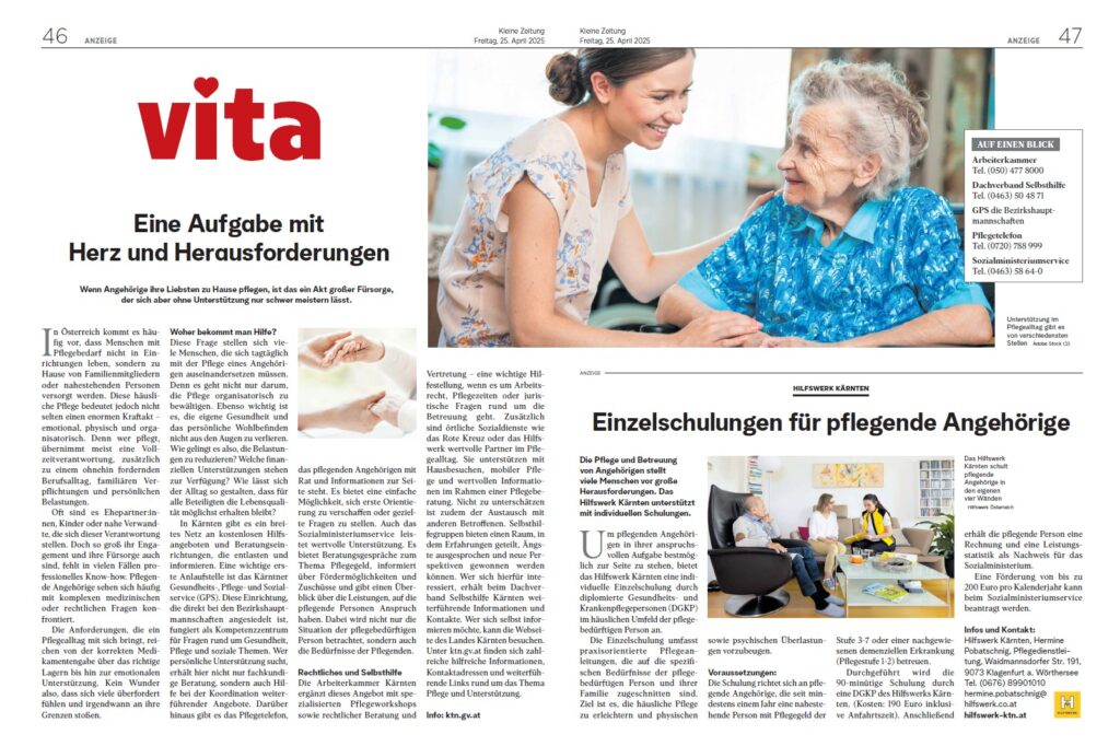 Kleine Zeitung vita Pflege im Mittelpunkt Beispiel II