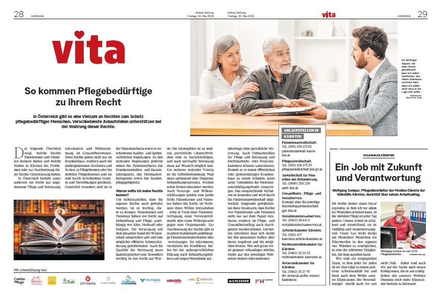 Kleine Zeitung vita Pflege im Mittelpunkt Beispiel III