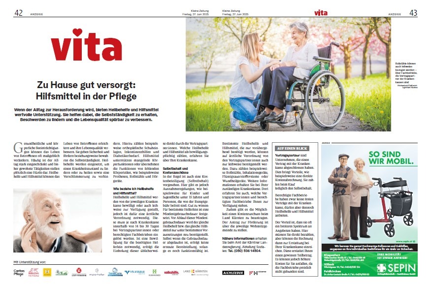 Kleine Zeitung vita Pflege im Mittelpunkt Beispiel IV