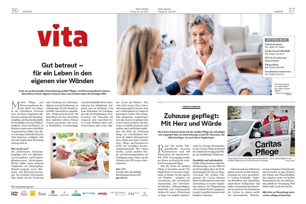 Kleine Zeitung vita Pflege im Mittelpunkt Beispiel V