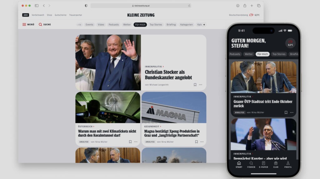 Kleine Zeitung Die neue Kleine Zeitung Web dunkel