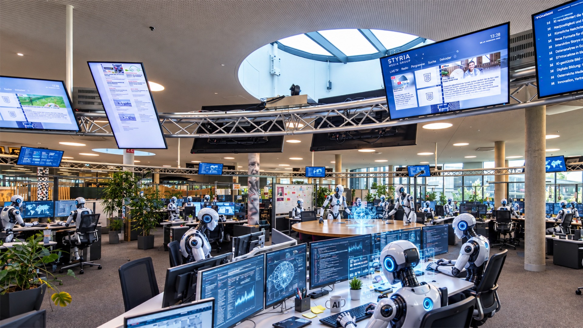 Newsroom der Kleinen Zeitung mit Robotern